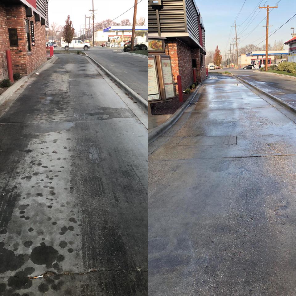 Drive thru pressure washing